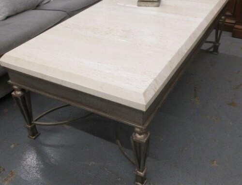 Item #313D – Cream  “Stone” Topped Coffee Table – SALE $93.75