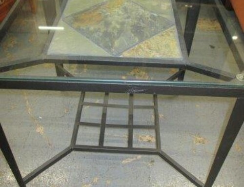 Item #7I & 61I – Glass Top with Stone Inlay End Table, 2 Avail – SALE $48.75 Each